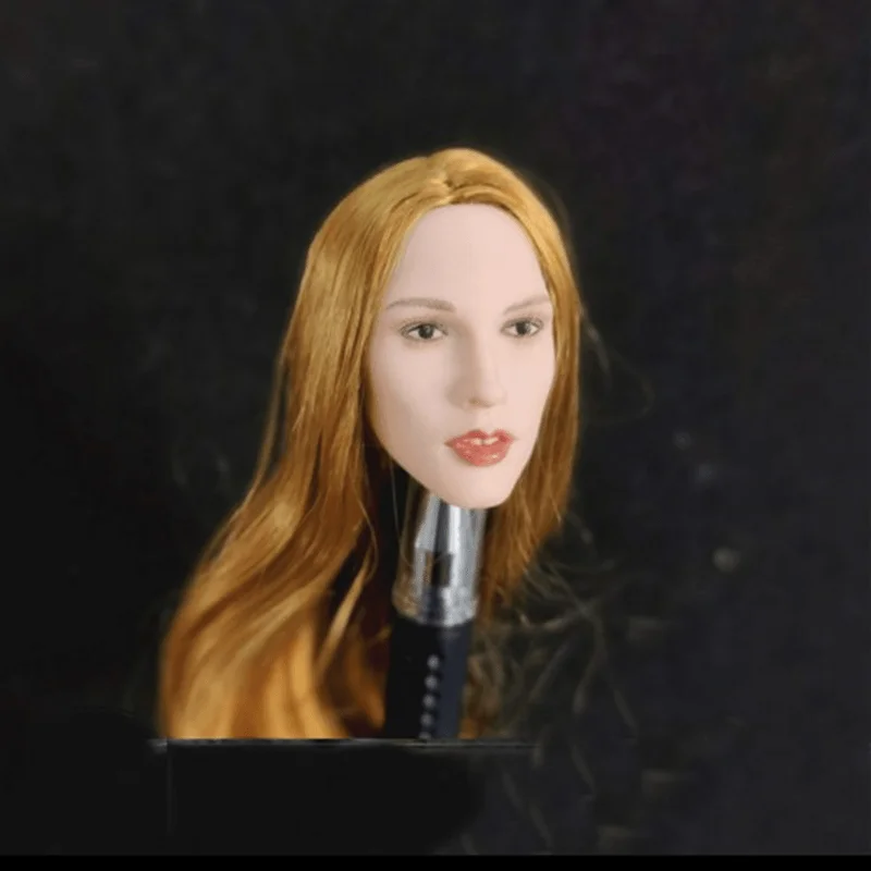 1/6 نسبة نحت الرأس مثير شفاه سميكة نموذج أنثى آسيوية PVC نبات بني ذهبي مجعد طويل مستقيم Hair12 بوصة عمل الشكل الطفل