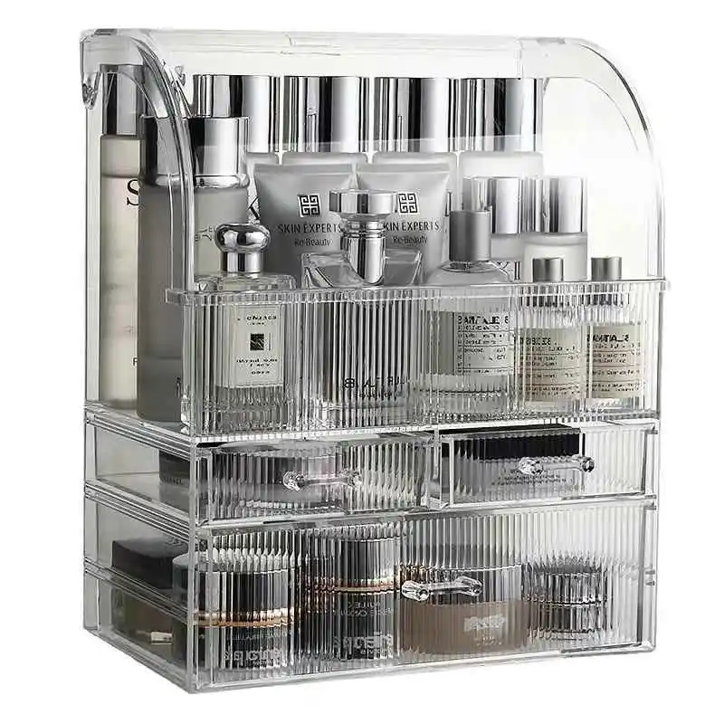 

Large Capaci Acrylic Cosmetic Storage Box Dustproof Desktop eup Desk Lipsti Skincare Der Sle Organizer Ra