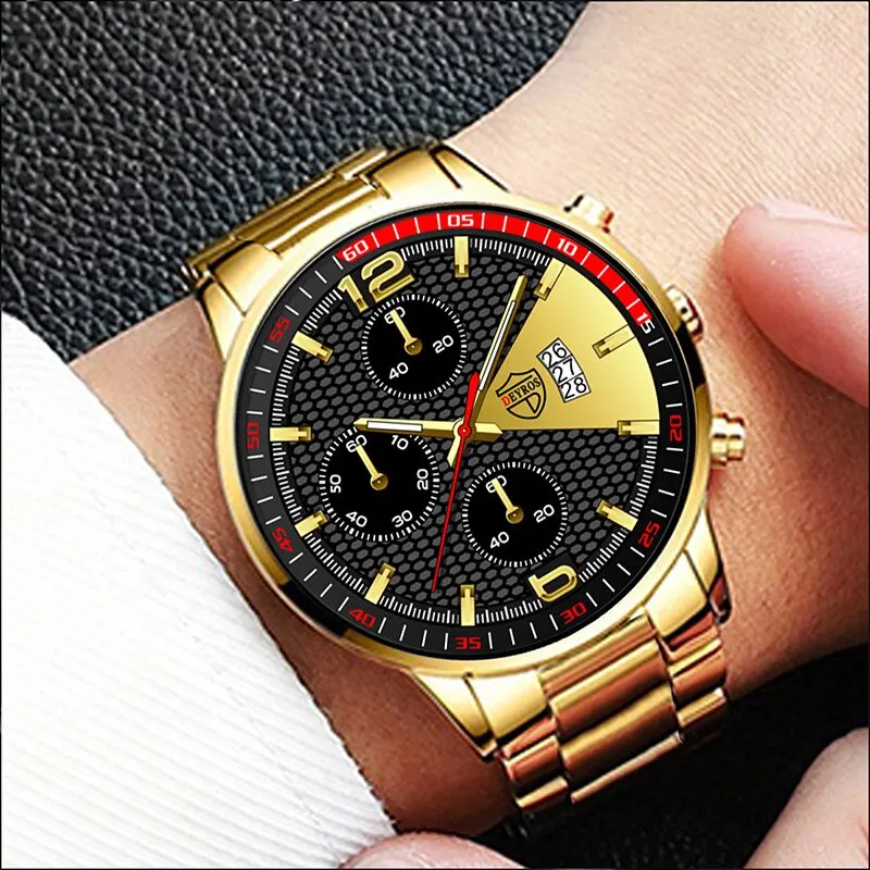 Fashion Mens Watches Stainless Steel Quartz Wristwatch Calendar Date Luminous Clock Luxury Business Casual Men Bracelet