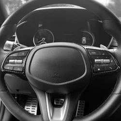 Carbon Fiber ABS Steering Wheel Frame Cover Interior Steering Tuning Handle Button Panel Stickers For Genesis G70