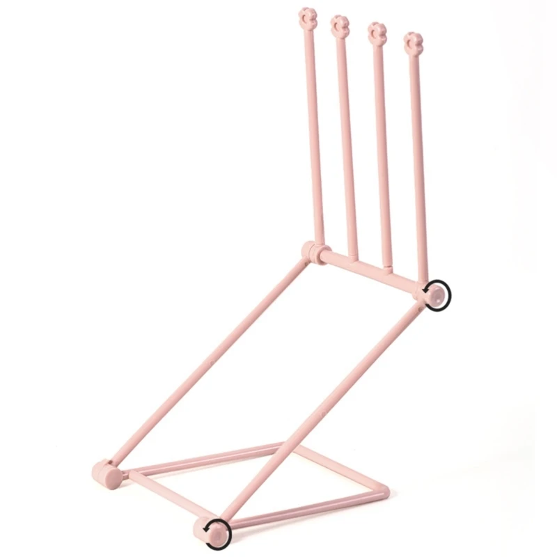 Foldable Display Rack Vertical Pink Display Shelf Desktop Storage Rack for Women