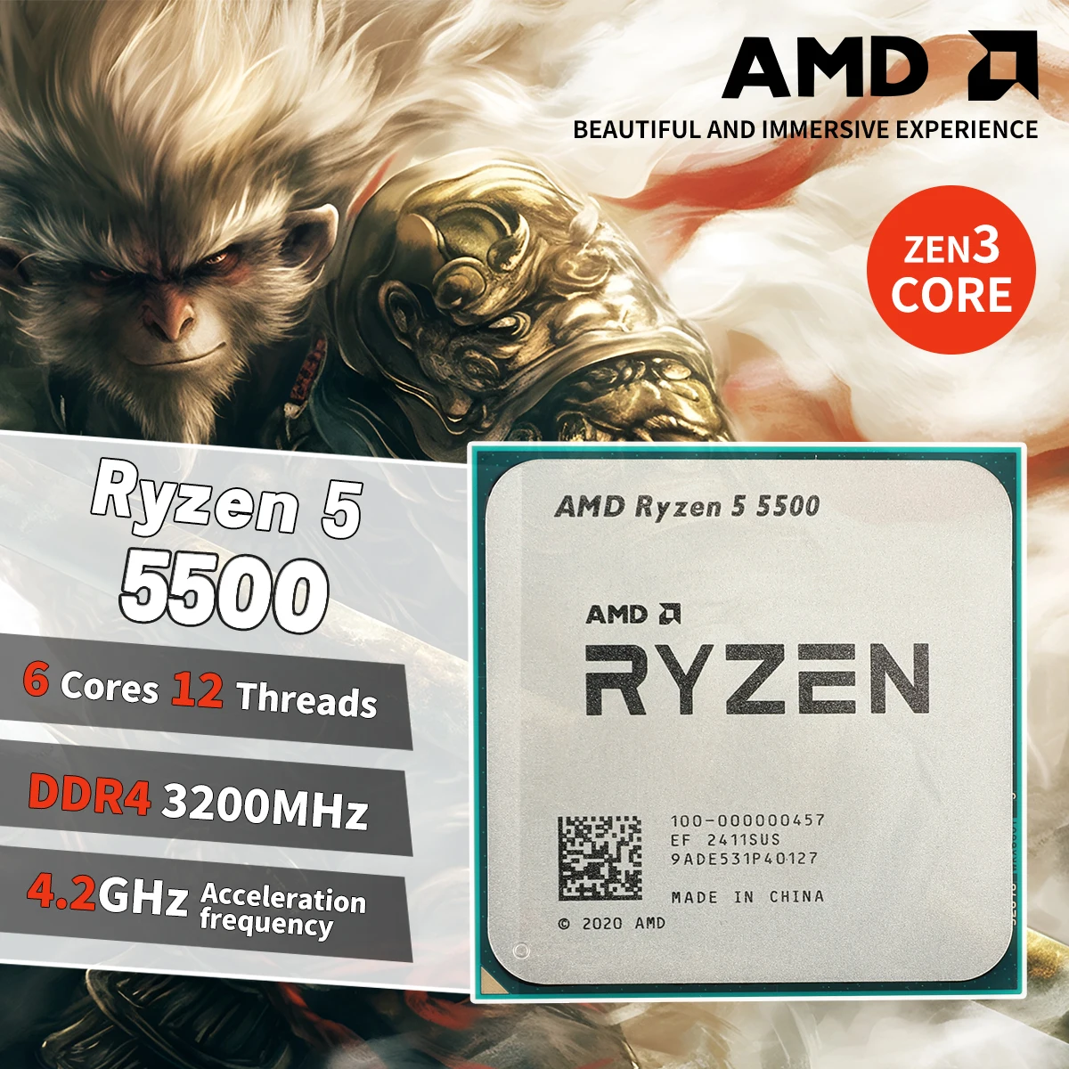 AMD Ryzensets 5 5500 Processor (6 cores/12 threads, 65W DTP, AM4 socket, 19 MB cache, up to 4.2 GHz max boost, wraith stealth co