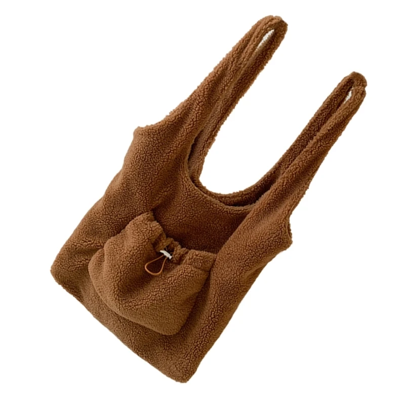 Casual Large Capacity Shoulder Bag with Soft Faux Lamb Wool for Fall and Winter