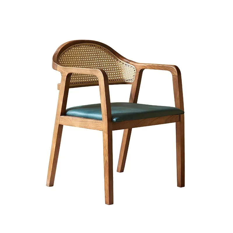 Nordic solid wood modern simple ash wood small apartment dining table, rattan dining table and chair combination