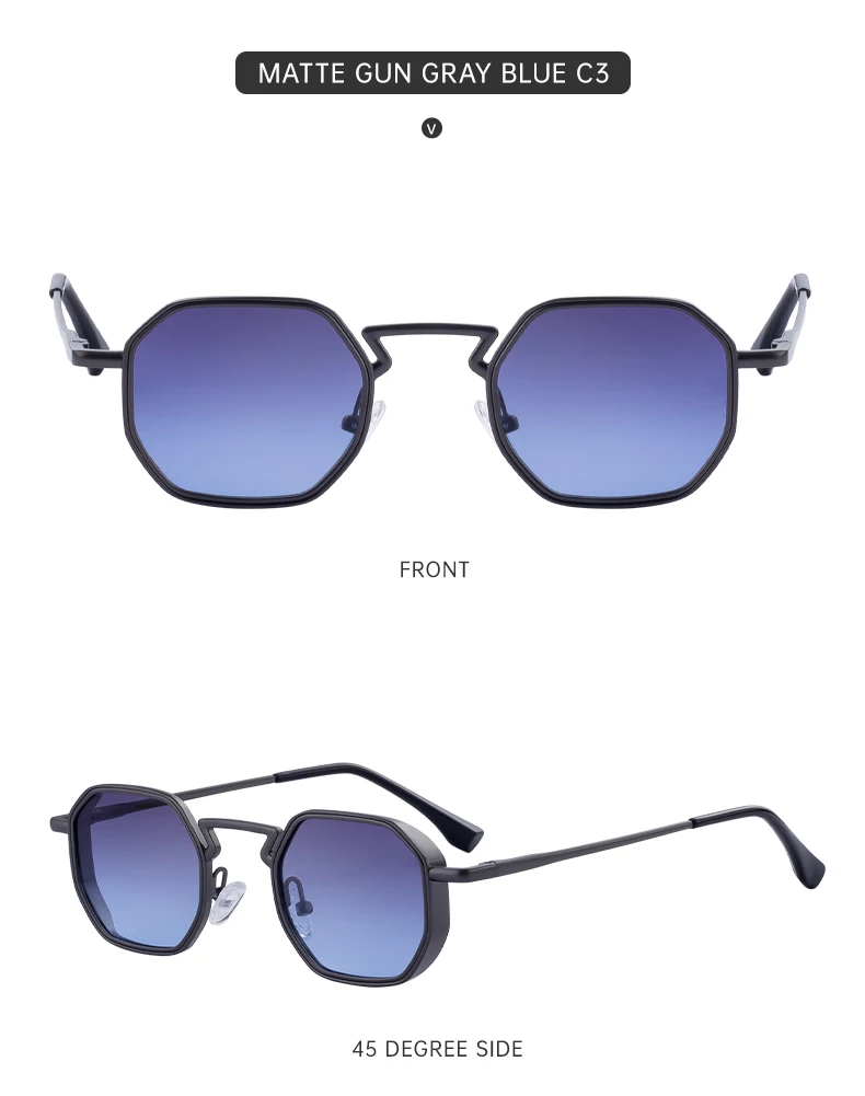 Kleine Polygon-Metall-Sonnenbrille im Punk-Stil für Herren 2026 Luxusmarke Vintage Sonnenbrille Männliche Mode Outdoor-Brillen UV400 – Detail 17