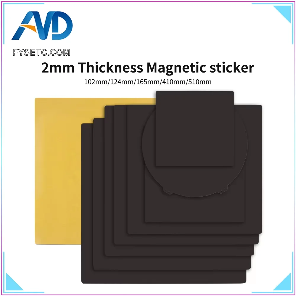 Fysetc 2Mm Dikte Magnectic Basis 510Mm/410Mm/165Mm/124Mm/102Mm size Magnetische Stickers Voor Voron Ender 3 3d Printers