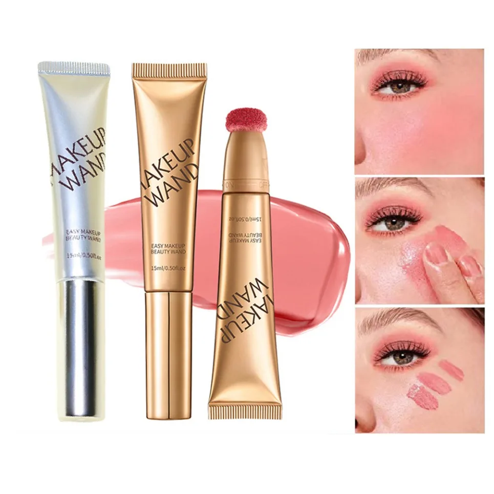 Gold Tube Shimmer Liquid Blush Highlighter Contour Private Label  Vegan Makeup Wholesale Custom Logo