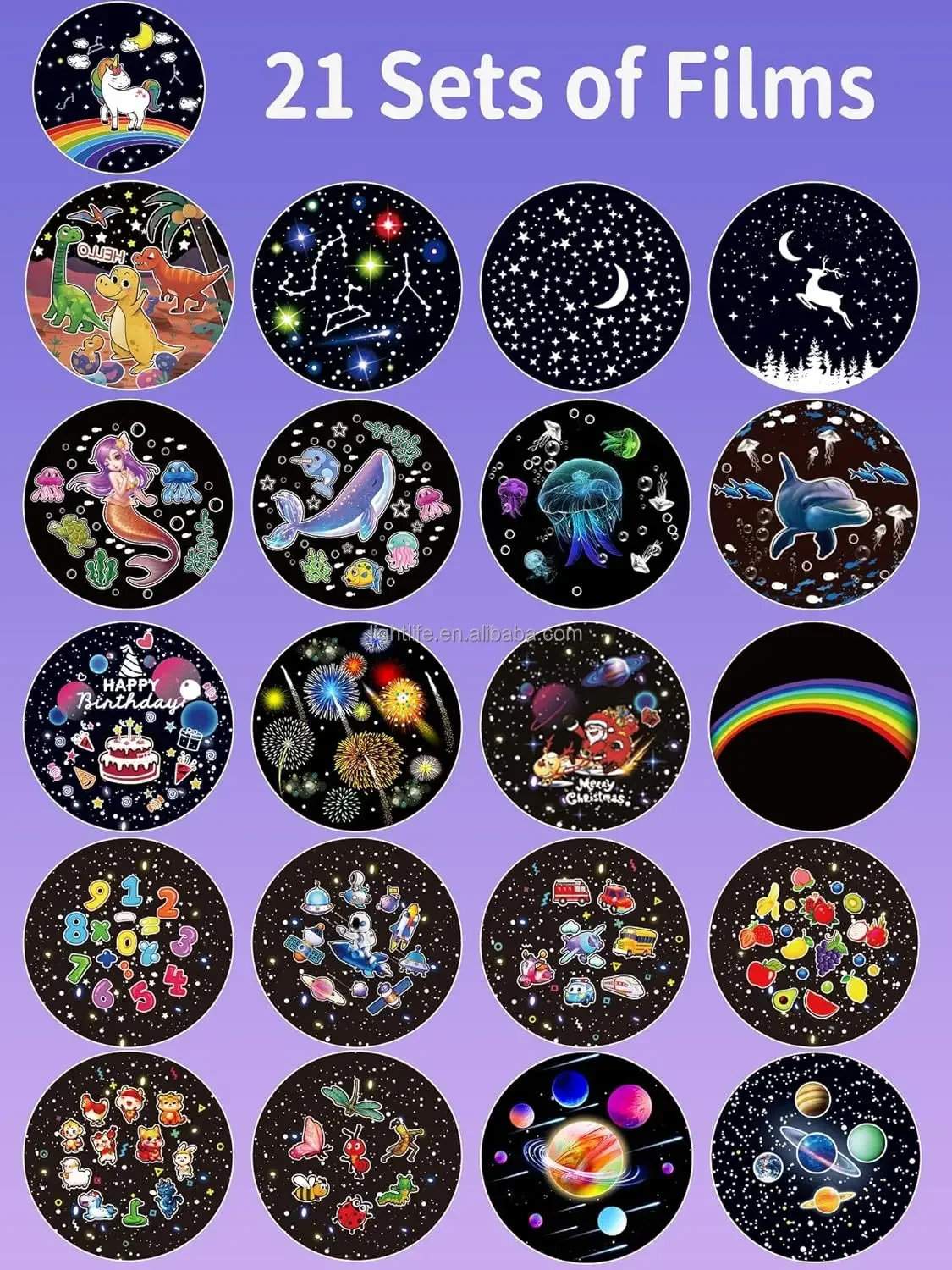 Светодиодный карусель Galaxy Light, проектор с дистанционным управлением, Bluetooth, музыкальная лампа с единорогом, 21 кино, звездный проектор, ночник для детей