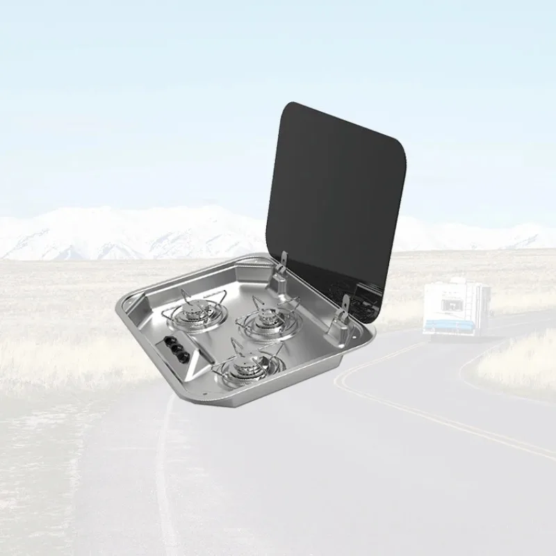 Piano cottura a gas propano Fornello in acciaio inossidabile a 3 fuochi con accensione automatica per campeggio RV Camper Car Upgrade Essential