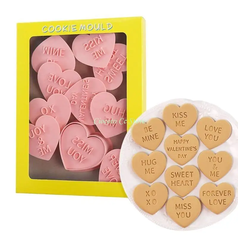 

X90f 10 шт./Set Set Heart Patchie Cookie Cutters Cartoon Pressable Biscuit Cookie Cookie Stamp Кухня выпечка печенья выпечка