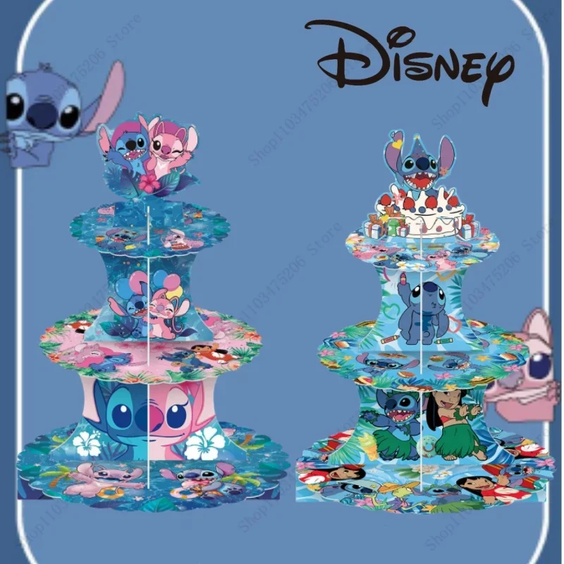 

Disney Stitch 3-Tier Cupcake Stand for Kids Lilo Stitch Birthday Party Supplies Cartoon Cupcake Tower Children Shower Gift Toy