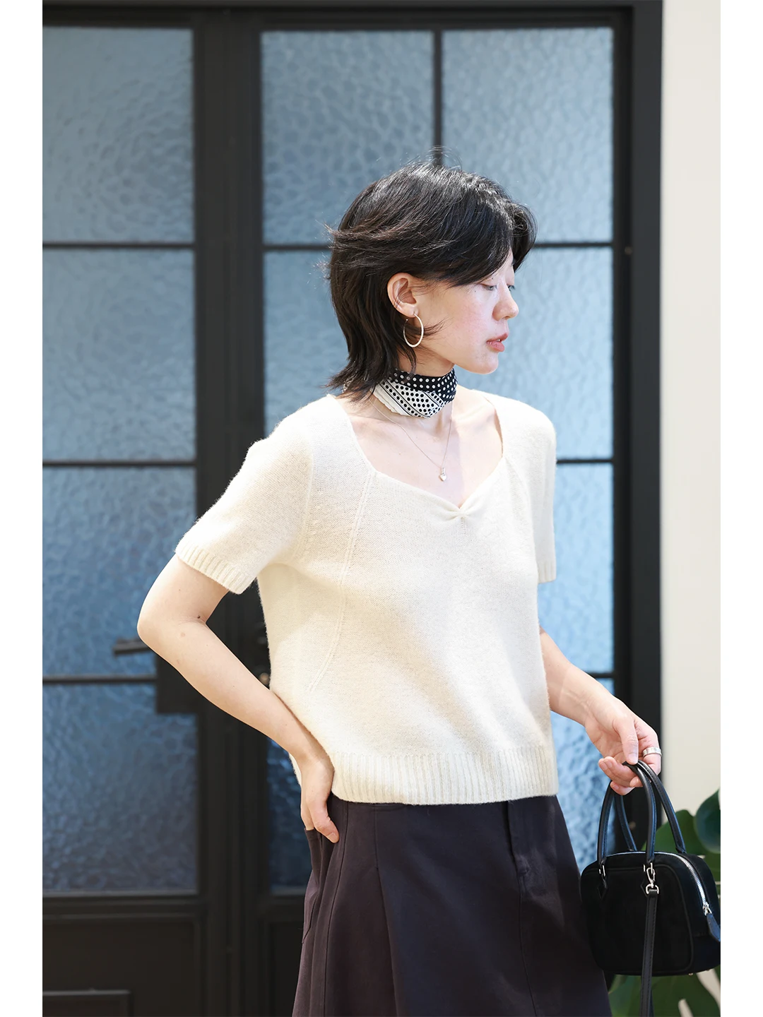 

Легкий, мягкий, полностью шерстяной вязаный свитер в стиле ретро с U-образным вырезом, женский, на раннюю осень, новый, повседневный, свободного кроя