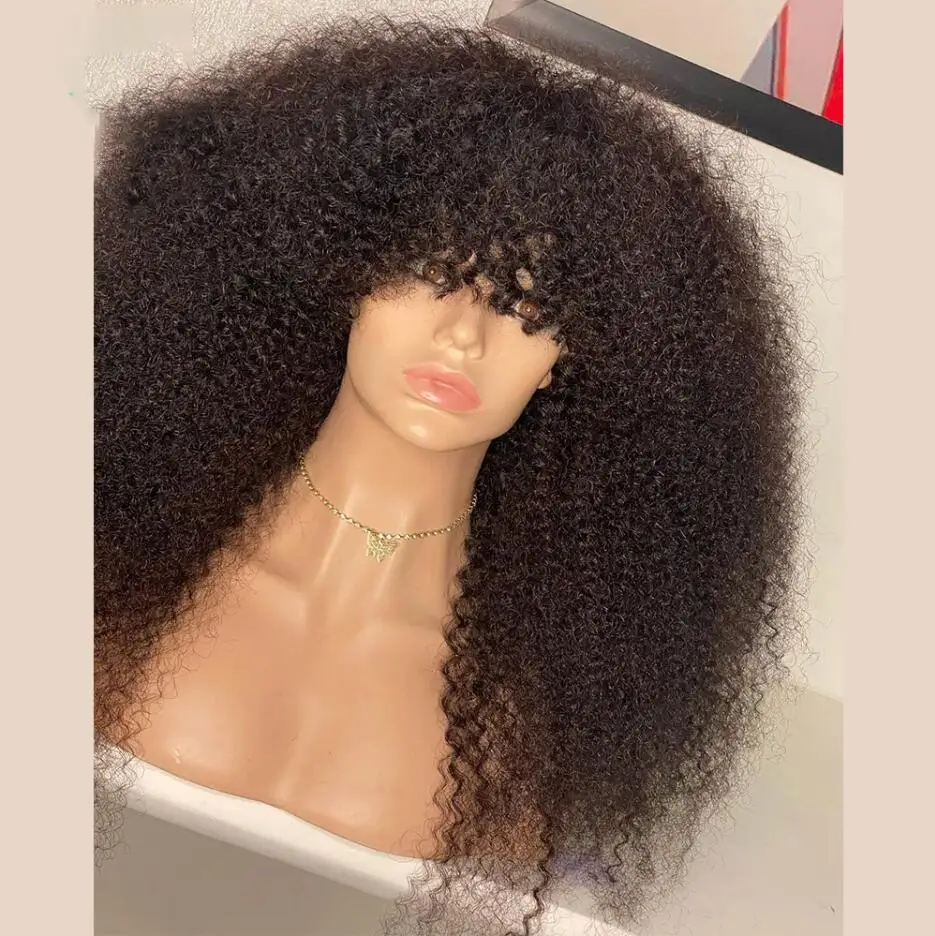 

180Density Long 26inch Soft Natural Black Kinky Curly Lace Front Wig For Black Women BabyHair Glueless Preplucked Heat Resistant