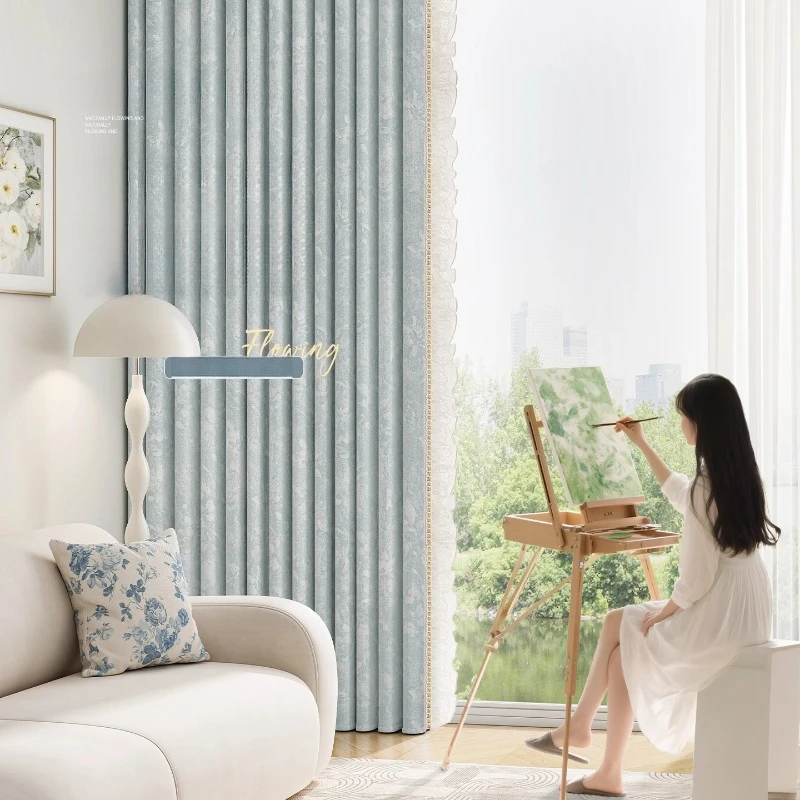 Luxury Chenille Lace Jacquard Curtains for Living Dining Room Bedroom Window Shade Thick Blackout Custom Size Fashion Elegant