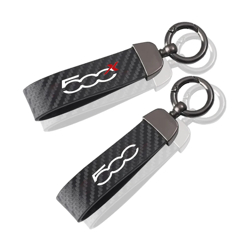 Car Key Chain Rings Metal Leather Keychain Exquisite Anti-lost Universal Keyring For Fiat 500 500C 500X 500L car accessories