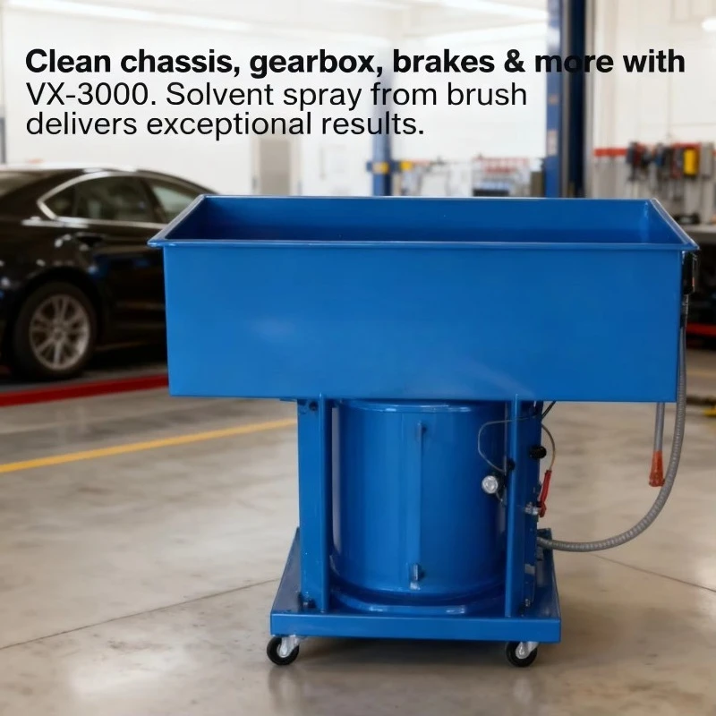 Mobile parts cleaning machine, output pressure 8-120PSI, 60L air source, 100-120V, for efficient cleaning of automotive parts
