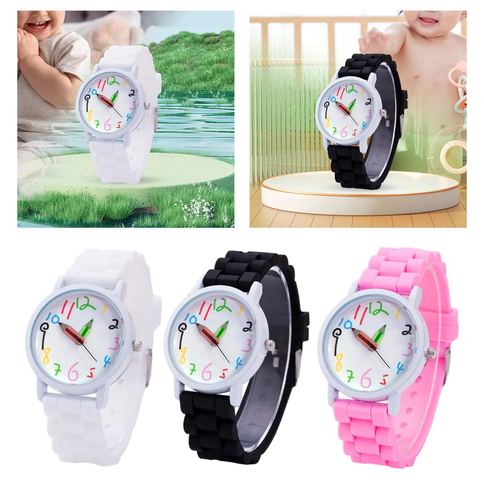 Reloj de pulsera de silicona para niños, correa de dibujos animados, moda informal