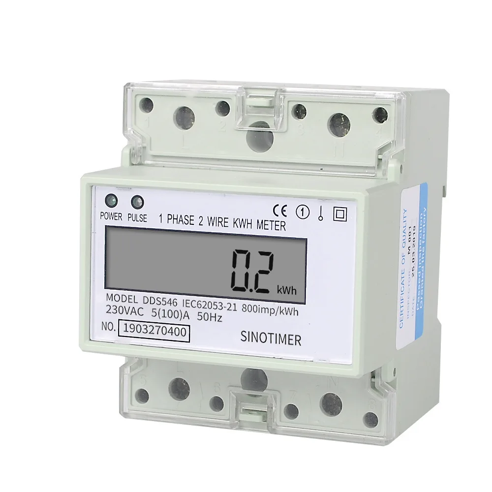 

DDS546 230VAC 50Hz Single Phase 4P LCD Energy Counter Meter Analog Electric Wattmeter Electric Din Rail Energy Meter Watt Meter