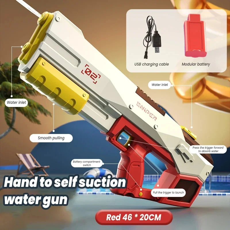 Volautomatische Krachtige Waterpistool Draagbare Hogedruk Elektrische Spray Blaster Zomer Strand Outdoor Speelgoed Voor Jongens Kinderen Cadeau