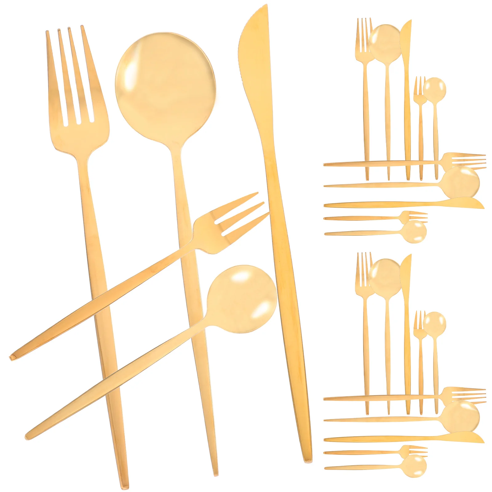 30Pcs Stainless Steel Cutlery Set Golden Color Versatile Use Sturdy Construction Ideal for Parties Complete Set Reusable