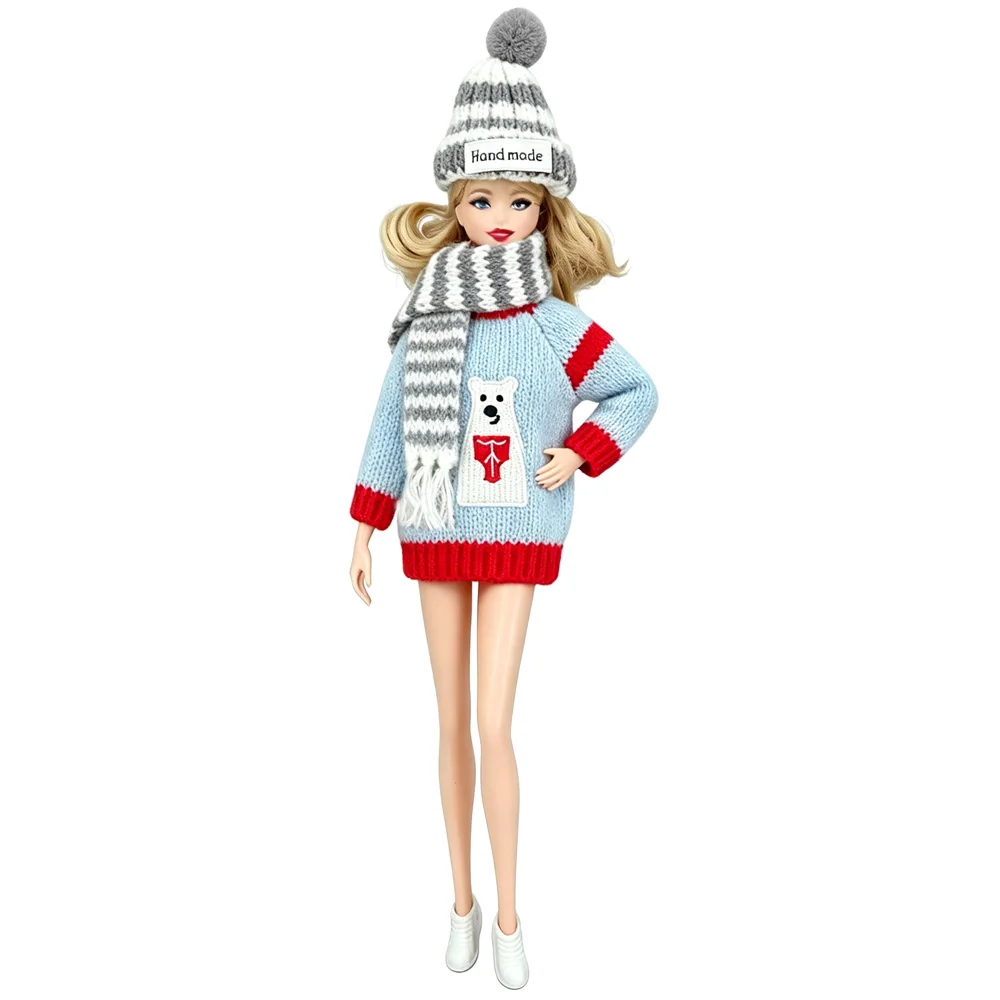 Christmas Doll Sweater Knitted Hat Scarfs For Elf Doll For Babi 11.8Inch(30cm) Doll Clothes Accessories Christmas Gift Girl Toys view 3