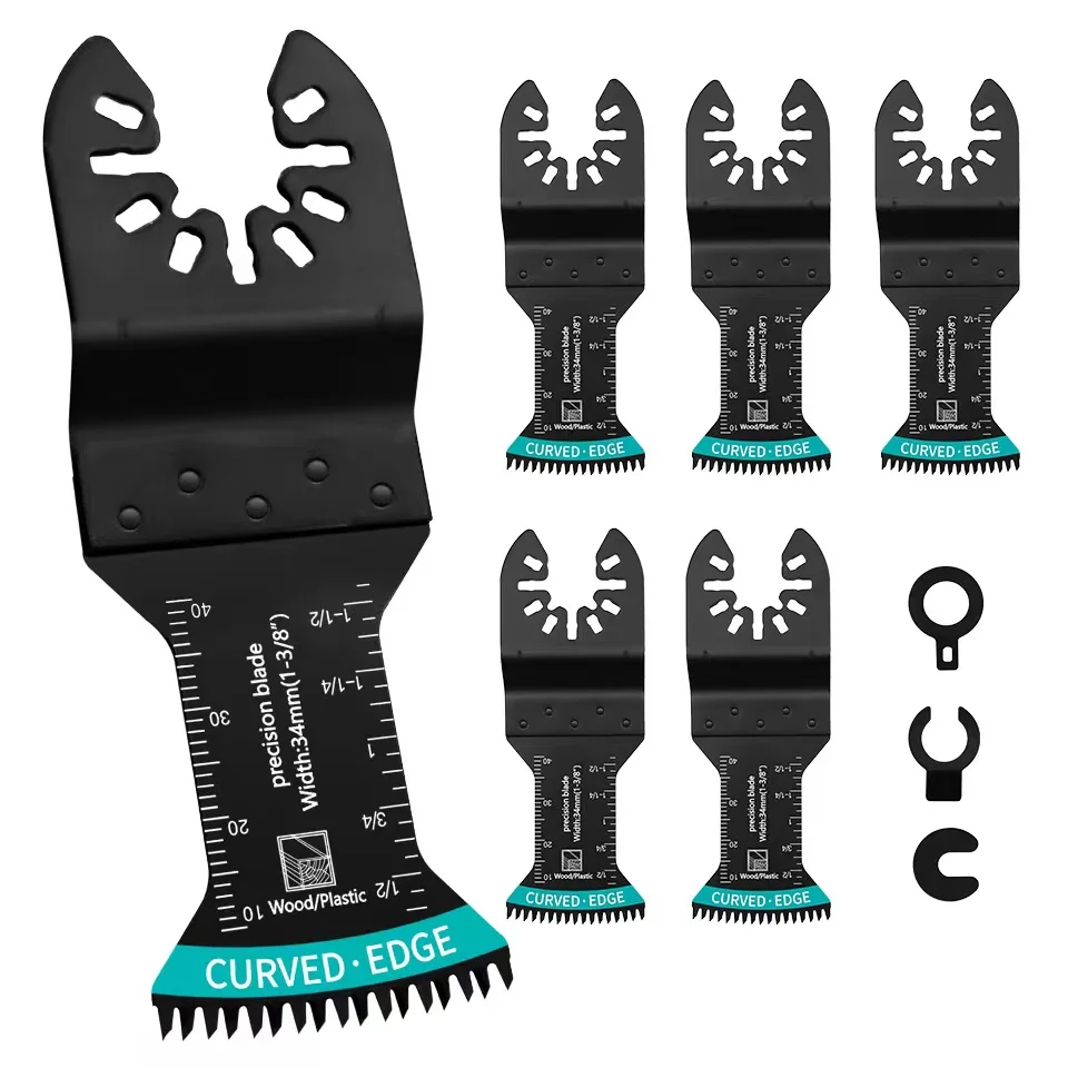 Conjunto de lâminas multitool de borda curva, dente japonês, lâminas de serra oscilante, corte multifuncional para madeira, plástico, 3 pcs, 6 pcs,