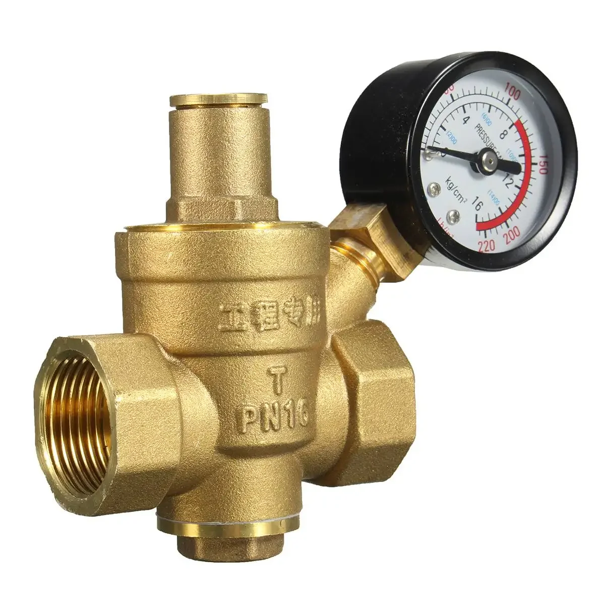 

DN20 NPT 3/4'' Regulator Brass Water Pressure Regulator With Gauge Meter Reducer PN 1.6 Adjustable for Hydraulic/Water Purifier