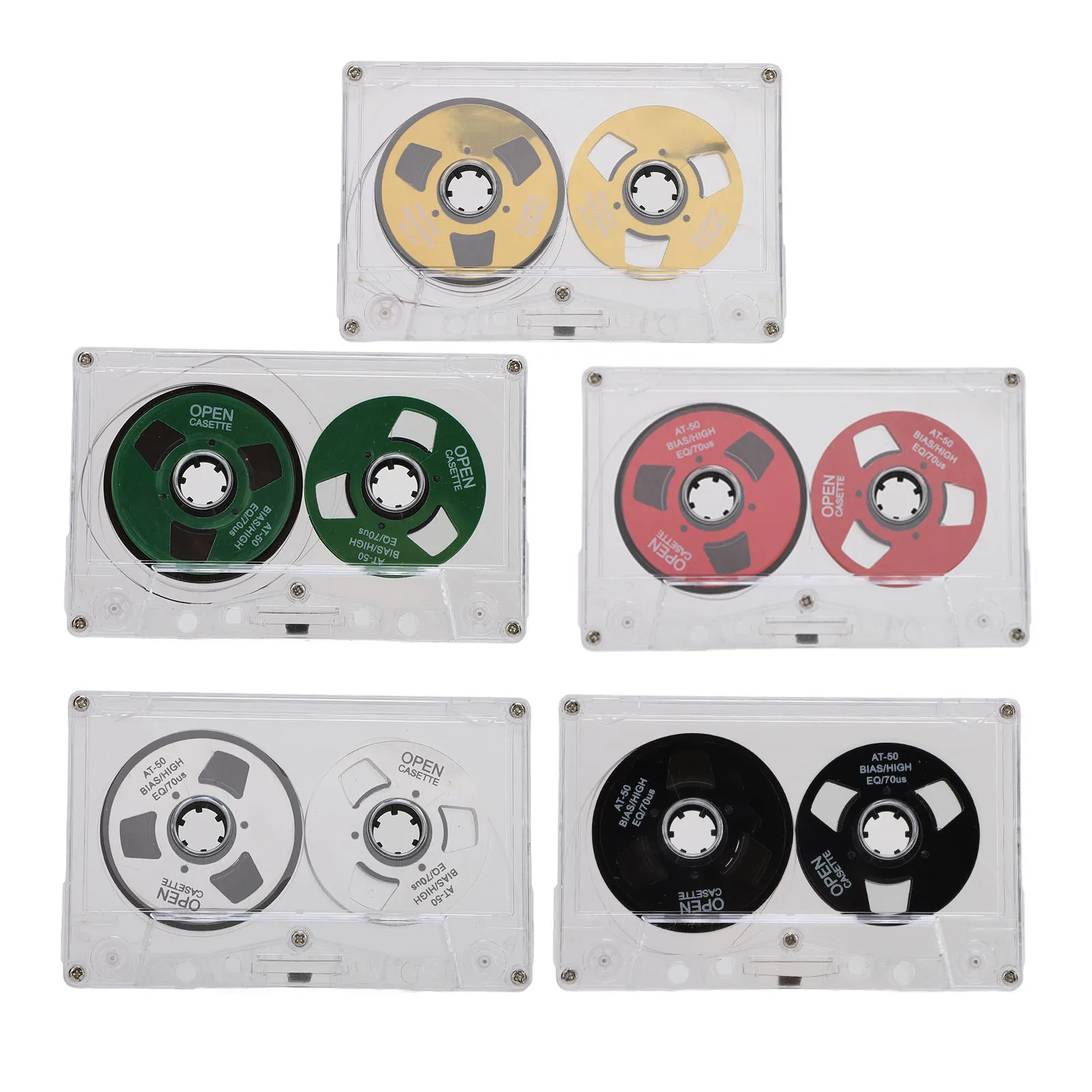 Reel to Reel Blank Cassette Tape 50 Minutes Normal Bias Double Sided Metal Sound Recording Cassette Tape with Transparent Box