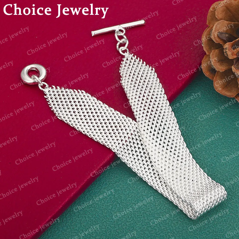 

925 Sterling Silver Weave Chain Bracelets For Women Girl Men Charms Wedding Party Gift Fashion Jewelry
