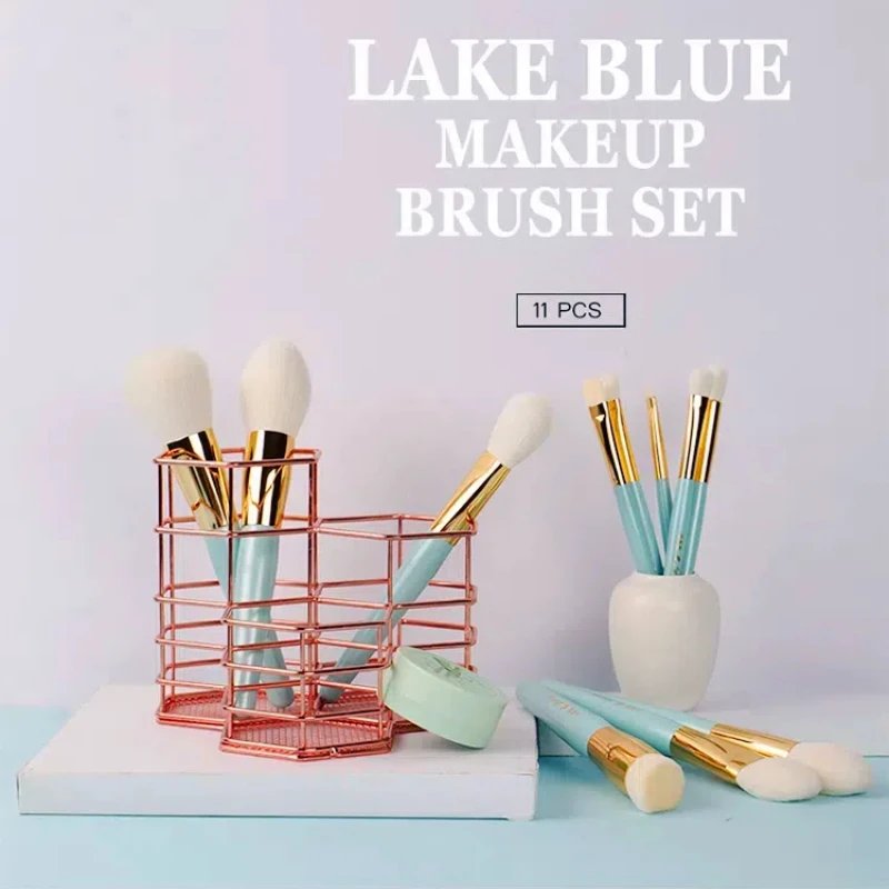 MyDestiny Colorful Makeup brushes Lake blue Animal hair real goat hair Various model blush highlight eyeshadow concealer brush