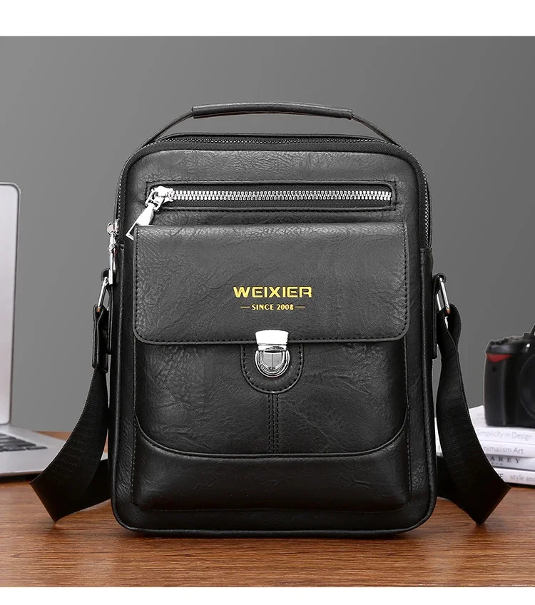 حقيبة كروس رجالية مقاومة للماء للسفر والتنقل في الأعمال التجارية - حقيبة ذات سعة كبيرة مضادة للسرقة من جلد البولي يوريثان