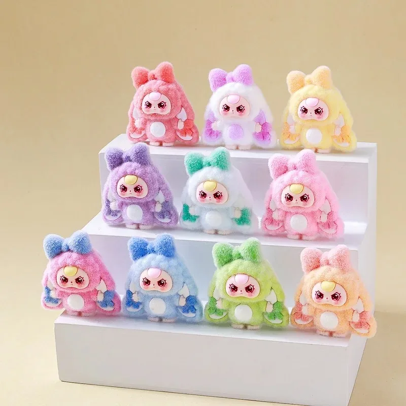 10 unids/set Mini flocado colorido arco bebé tres muñecas Linda figura de acción de Anime adornos de escritorio de oficina juguetes de moda regalo