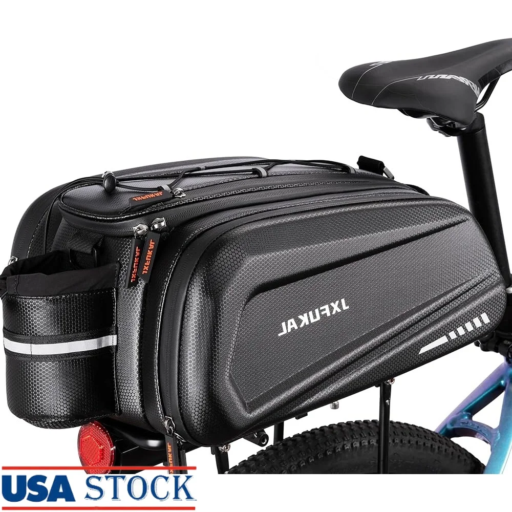 

Bike Bags Waterproof Hard Shell Rear Rack Trunk Pannier Seat Bag Reflective Cycling Carrier Ebike Mountain Road Hybrid