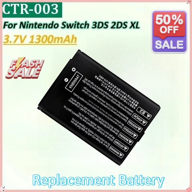 

3.7V 1300mAh CTR-003 Replacement Battery Pack for Nintendo Switch Pro Wireless Controller 3DS 2DS XL High-Capacity Lipo Battery