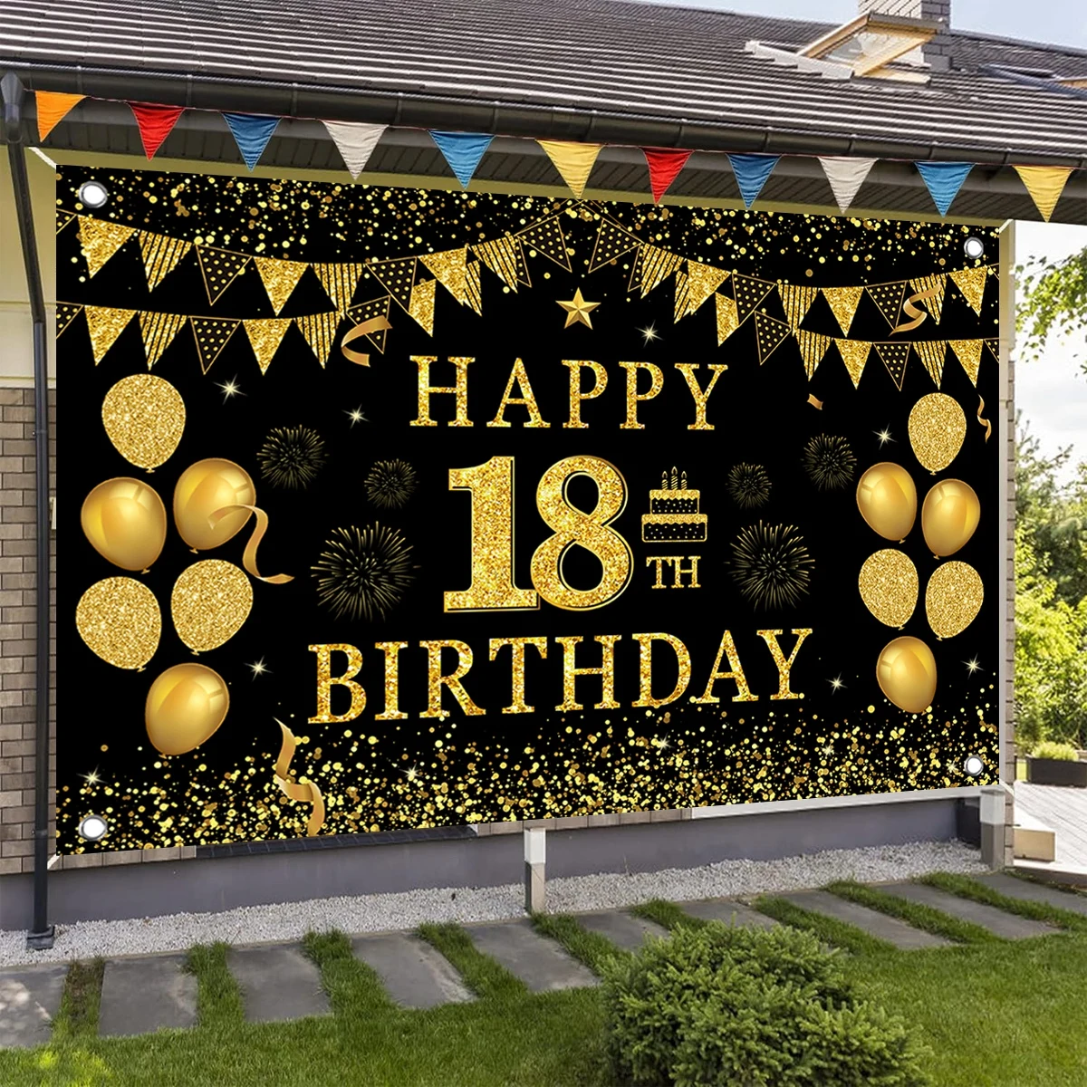 Black Gold Balloon Garland Arch Kit Happy 18 30 40 50 Year Old Birthday Party Decor Adults Anniversary Confetti Latex Balloon