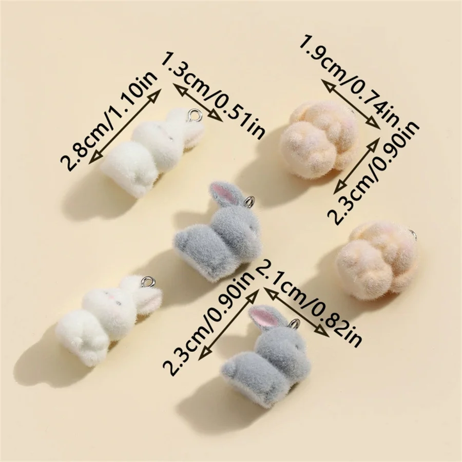 3PCS Plush resin three-dimensional rabbit dog silly doll keychain phone case DIY earring material view 4