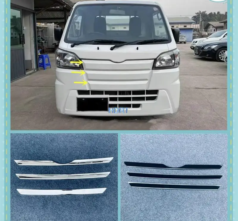 

For Daihatsu Hijet Truck S500 S510 2022 + Car Style Front Center Mesh Grille Grill Moulding Cover Radiator Strip Trim Decoration