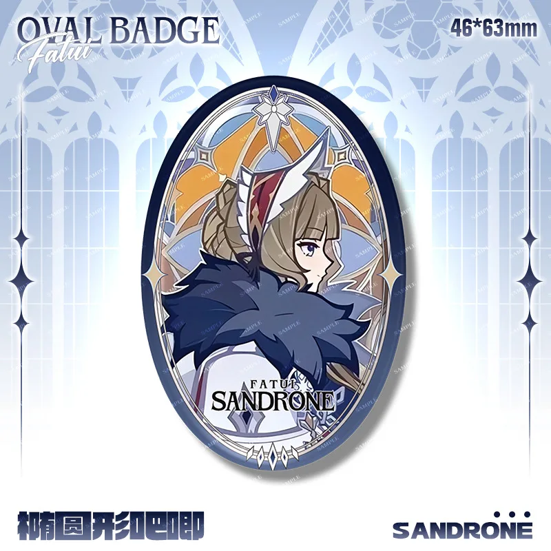 Game Genshin Impact Fatui Commander Series Oval Badge Anime Cosplay Accessories Childe Columbina Dottore Metal Brooch Xmas Gifts
