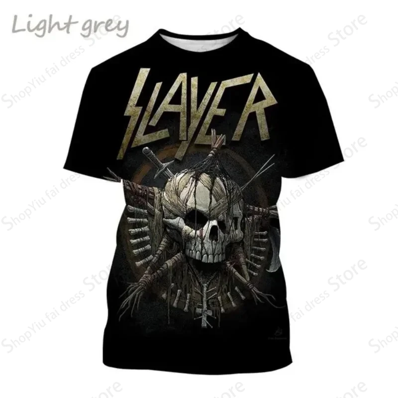 Rock Band Men\'s Graphic T-shirt Slayer 3d Print Tshirt Men Women Fashion Short Sleeve T-shirt Kids Hip Hop Tops Tees Heavy Metal