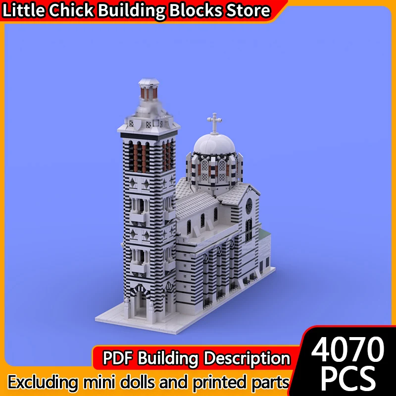 스트리트 뷰 모델 MOC 빌딩 블록 프랑스 건축 성당 모듈형 기술 어린이 휴일 선물 조립 장난감 세트