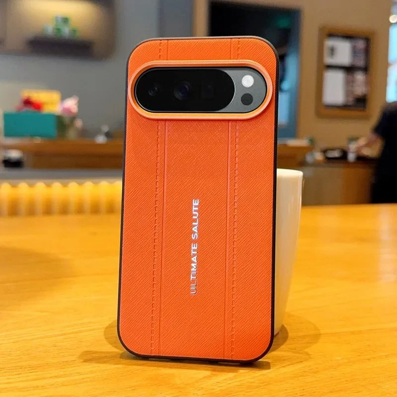 Premium PU Leather Metal Camera Bezel Case For Google Pixel 11 10 9 Pro XL 10A 9A Raised Camera Protect Anti-Fingerprint Cover