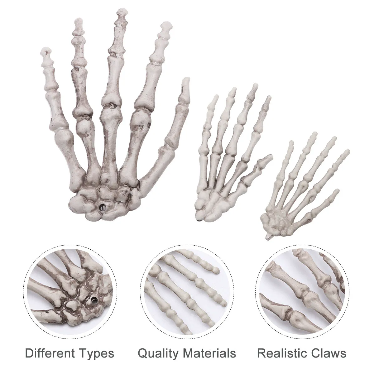 

3Pairs Hand Adornment Halloween Skull Claw Decor Props for Haunted House Party Bar Ktv Horror Scene Ornament