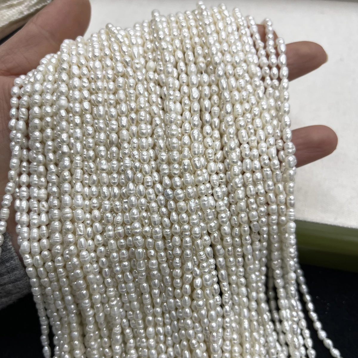 

Grade A 2.8–3.2 Mm Natural Freshwater Pearl Semi-finished Rice-Shaped Beads for Jewelry Making DIY Necklaces Bracelets Accessory