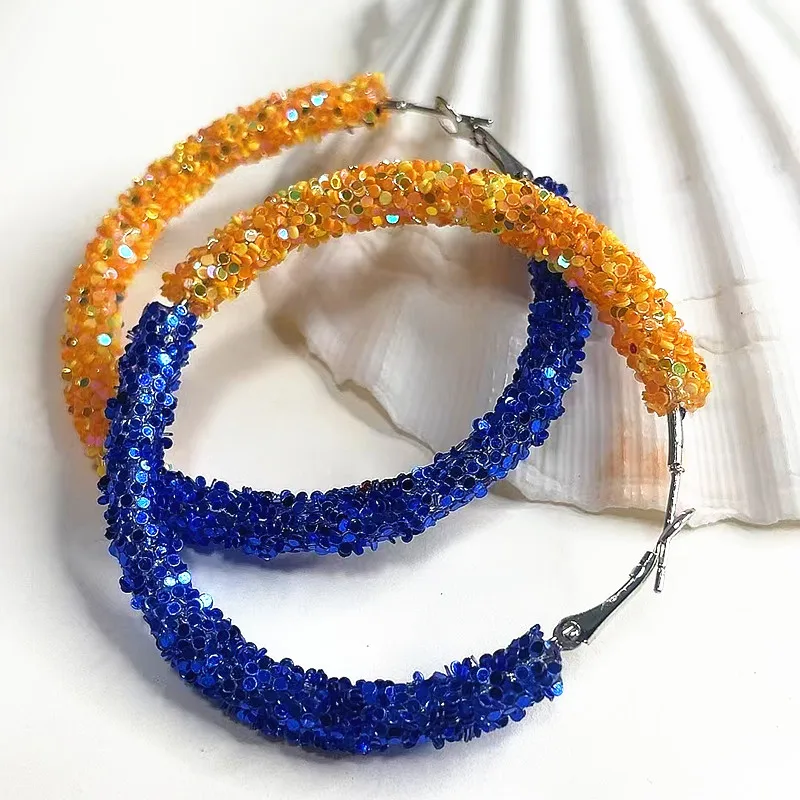 

Football Lightweight "Sparkle" Hoop Earrings Set!!! - 12pair - "TEAM COLOR INSPIRED" Sequin Hoop Earrings Pack - Royal & Orange