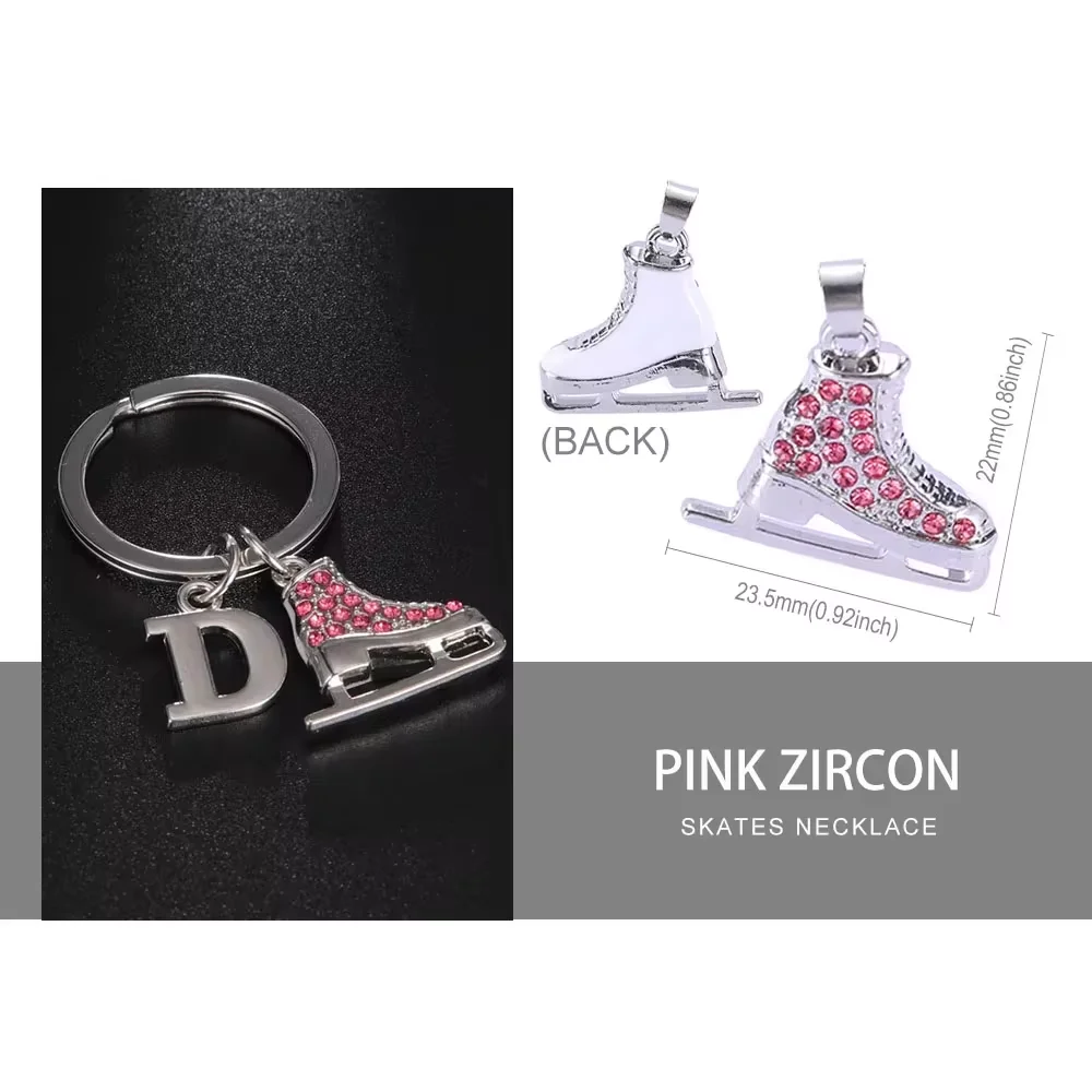 COOLTIME Initial 3D Zircon Skates Shoes Keychain Women Girls 26 alphabet Letter Pendant Key Rings Jewelry Birthday Gifts