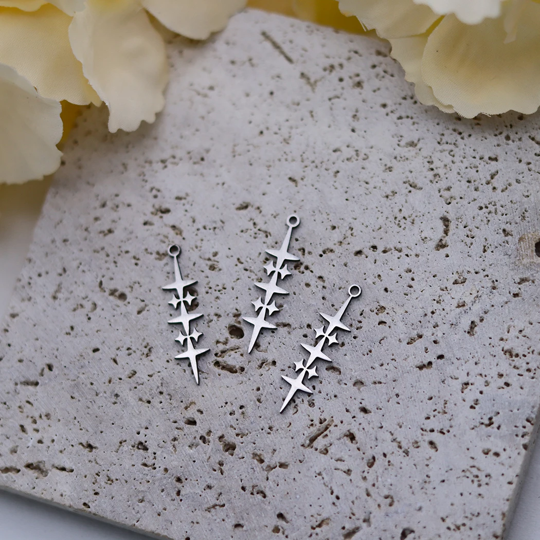 3pcs New Bastet Cat Rabbit Hedgehog Dandelion Stainless Steel Sun Star Link Pendant Charms for Jewelry Making Bracelets Supplies