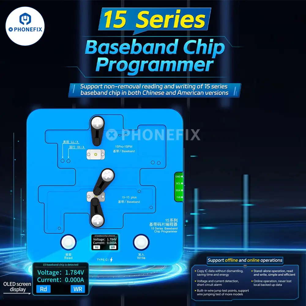 JCID Integrated Chip Programmer Logic Baseband Intel Qualcomm IC Repair JC EEPROM Non-removal Module for For iPhone X-15 Pro Max