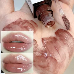 Water Light Nude Brown Lip Gloss Mirror Jelly Liquid Lipstick Lasting Moisturize Glossy Red Pink Lip Tint Makeup Korean Cosmetic