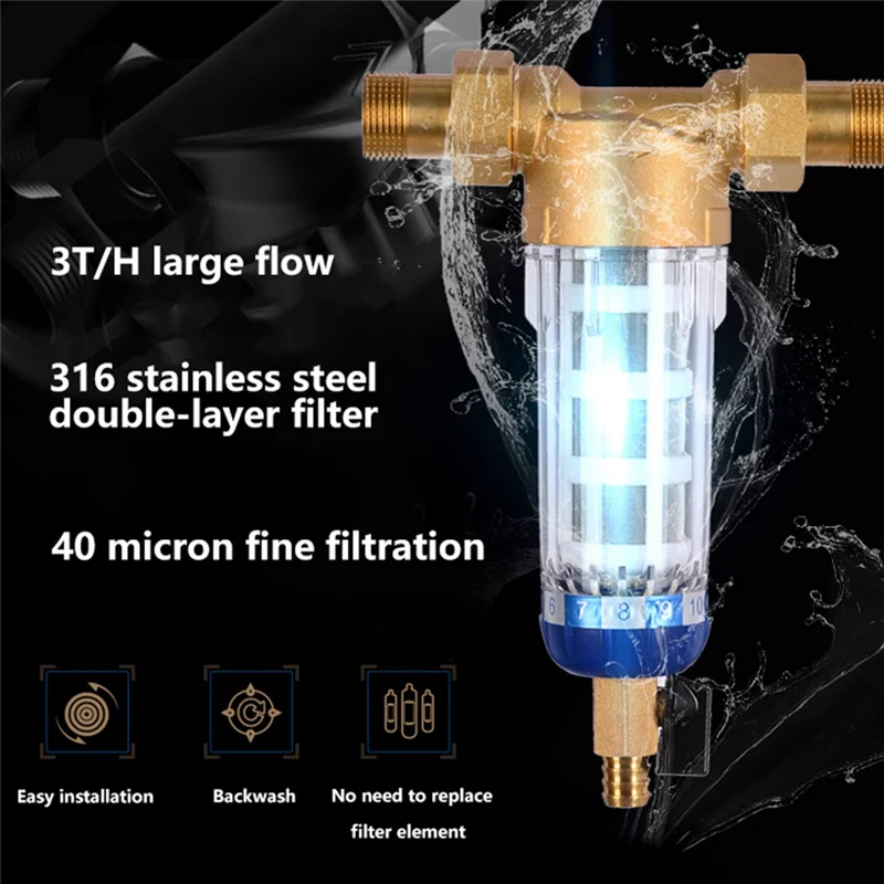 AEE3-Pre Filter Purifier المنزل كله تدور أسفل الرواسب تصفية المياه الغسيل العكسي شبكة من الاستانلس استيل B #2