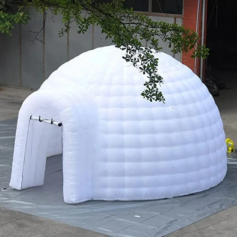 Tenda a cupola igloo gonfiabile portatile da esterno con luce a LED e ventilatore tendone igloo da 16,5 piedi per campeggio di nozze per feste